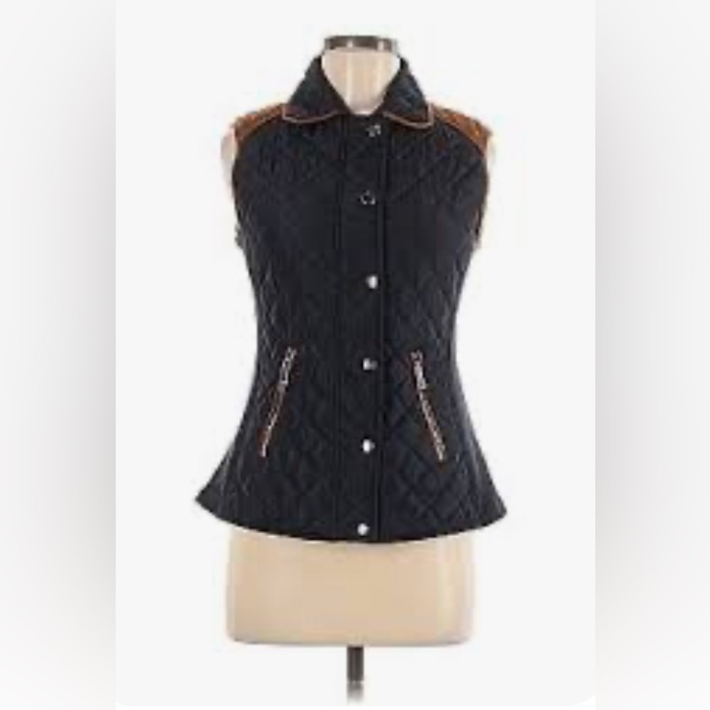 Charlie Paige Quilted Black and Brown Vest